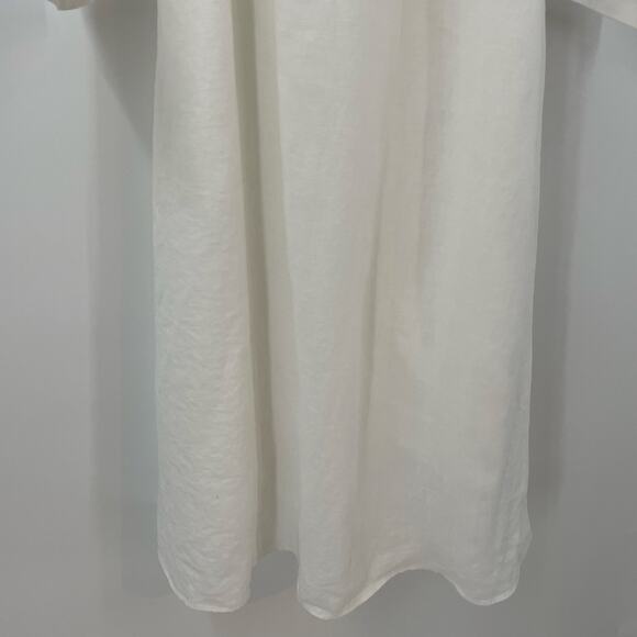 Saks Fifth Avenue Belted Linen Shirt Dress White XL - Picture 9 of 10